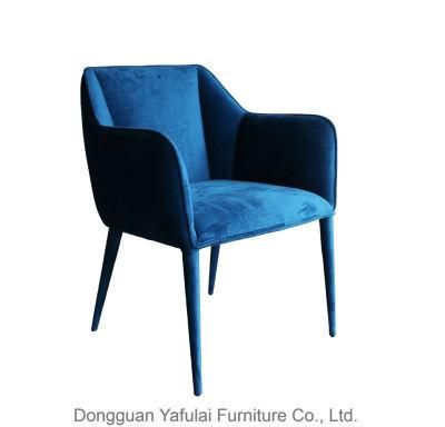 New Modren Armrest Comfortable Blue Fabric Dining Chair