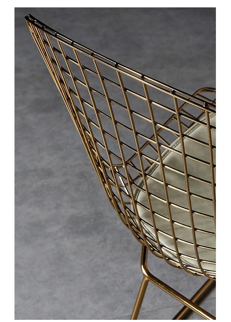 Hot French Simple Furniture Dining Chair Wire Chair Metal Design Saudi Arabia VIP Chair Golden Luxury Wedding Party Living Room Dining Room Chair