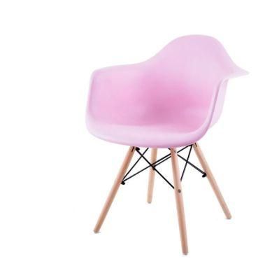 Populaire Wooden Dining Room Furniture Silla Pink Clear Pink Chairs Wooden Dowel Leg Pink Dining Chair Armchair PP