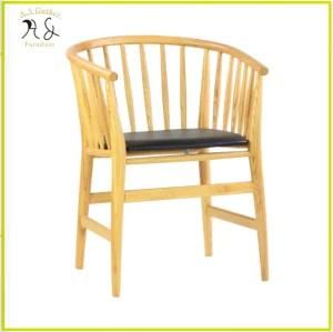 Wood Round-Backed Armchair Cafe Chair Wooden with Fabric Seat Pad