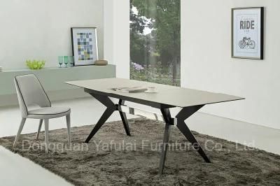 Modern MDF Extension Marble Glass Cymbate Dining Table