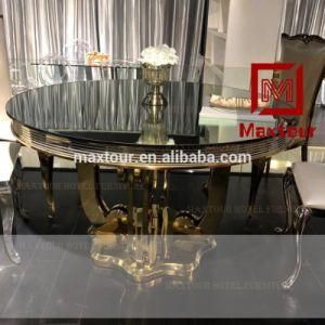 Foshan Shunde Wedding Furniture Gold Stainless Steel Dining Table Set