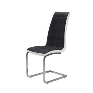 Outdoor Furniture Modern Leather Upholstered Ergonomic High-Back Electroplated Legs Outdoor Dining Chair