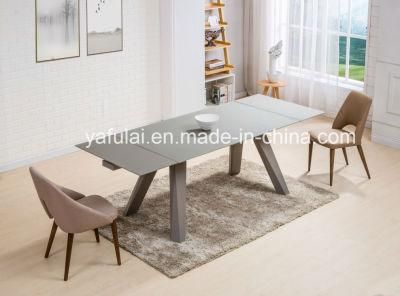 Promotional Factory Extension Dining Table Fronsting Glass Dining Furniture
