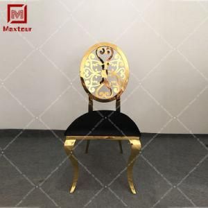 European Style Stainless Steel Hotel Dining Hall Gold Frame Chair for Wedding