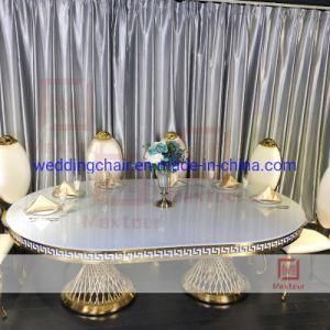 Royal Oval Stainless Steel Dining Table with Acrylic Table Top