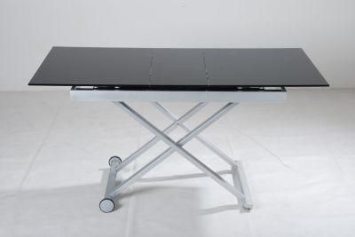 Folding Glass Home Furniture Extension Function Metal Dining Table