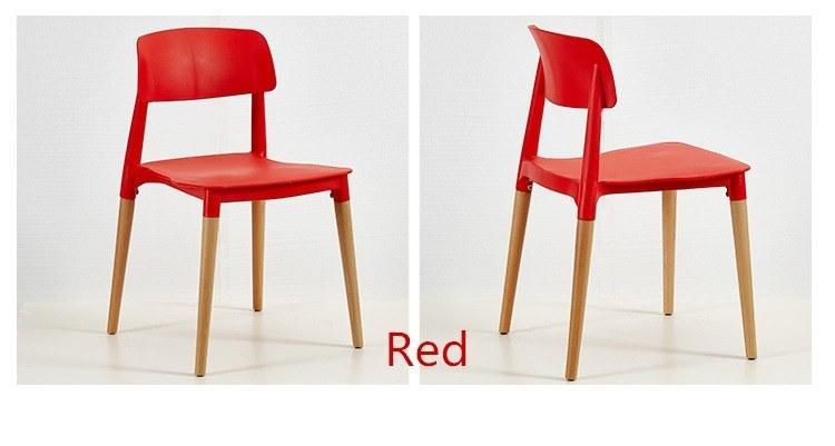 Promotion Italian Plastic Seat Beech Wood Leg Restaurant Home Furniture Dining Room Chair