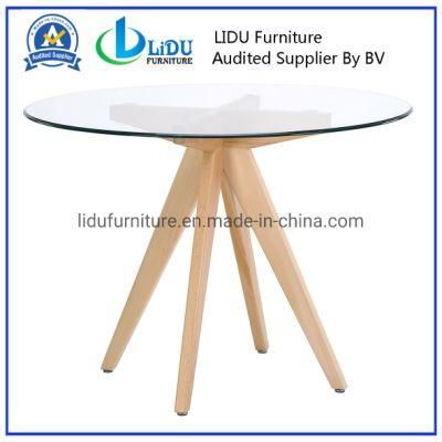 Round Coffee Dining Table with Wooden Legs Dining Room Set