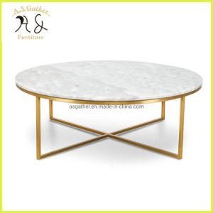 Living Room Modern Marble Top Gold Frame Coffee Table