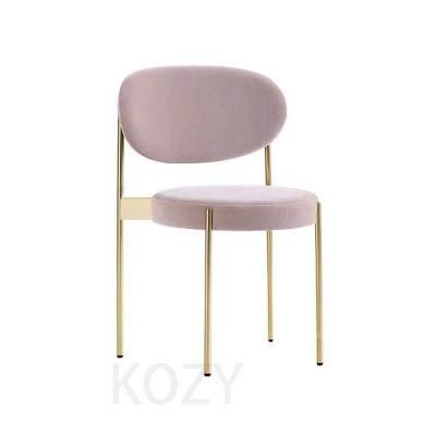 Elegant Simple Design Dining Room Furniture Cherry Color Velvet Dining Chair