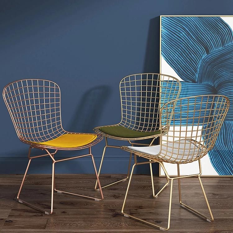 Hot French Simple Furniture Dining Chair Wire Chair Metal Design Saudi Arabia VIP Chair Golden Luxury Wedding Party Living Room Dining Room Chair