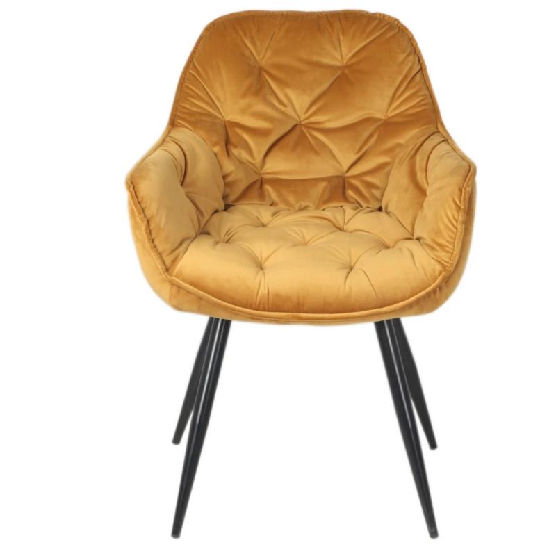 Nordic Style Upholstered Metal Legs Dining Restaurant Bar Cafe Velvet Chair
