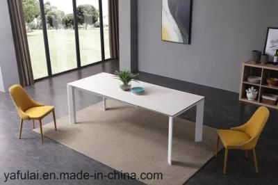 Extension Furniture Tempered Glass Ceramic Metal Dining Table