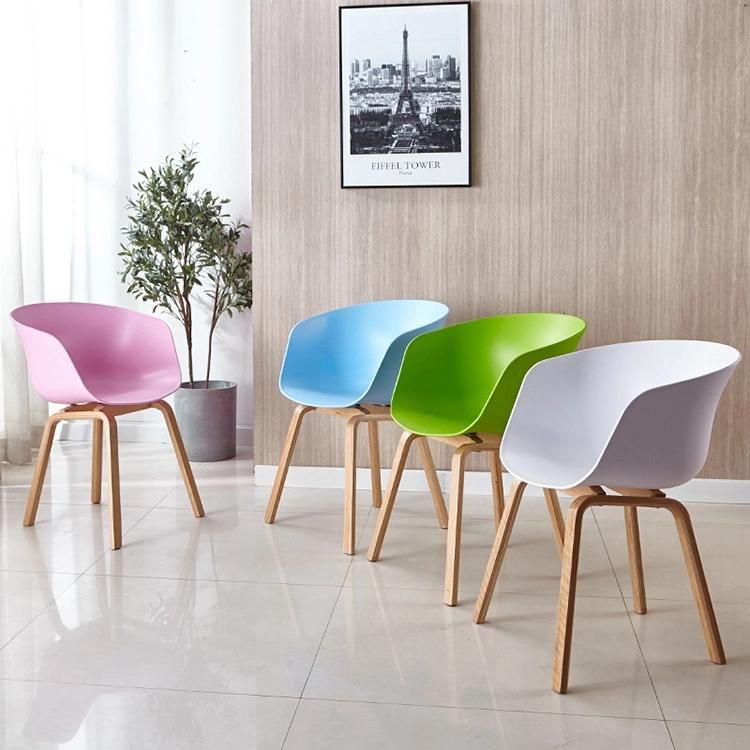 Plastic Wood Home Office Hotel Pink Dining Chair Metal