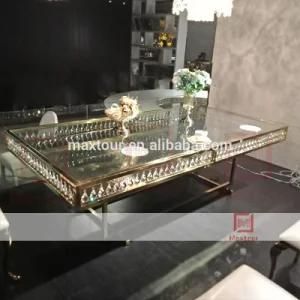Modern Crystal Gold Mirror Glass Wedding Table for Dining