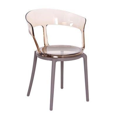 Wholesale Dining Room Furniture Home Kitchen Transparent Plastic Armrest Chair