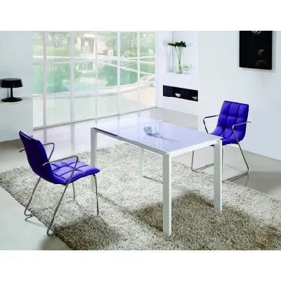 Extend Morden White Tempered Glass Dining Table Set