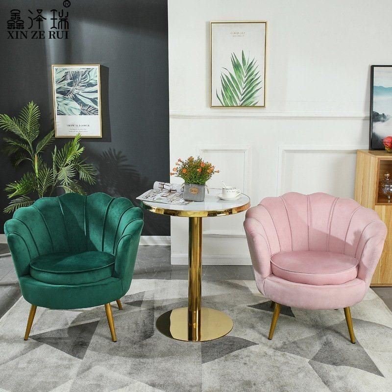 Nordic Style Home Furniture Soft Blue Velvet Chair Modern Restaurant Dining Chair