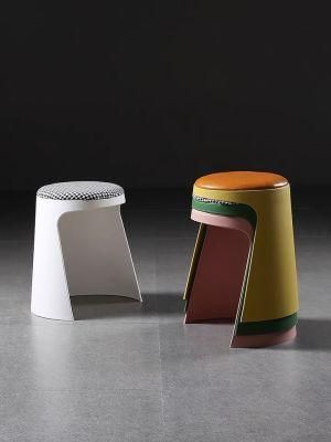 Colorful PP Plastic Frame with Fabric Cushion Stackable Dining Chair