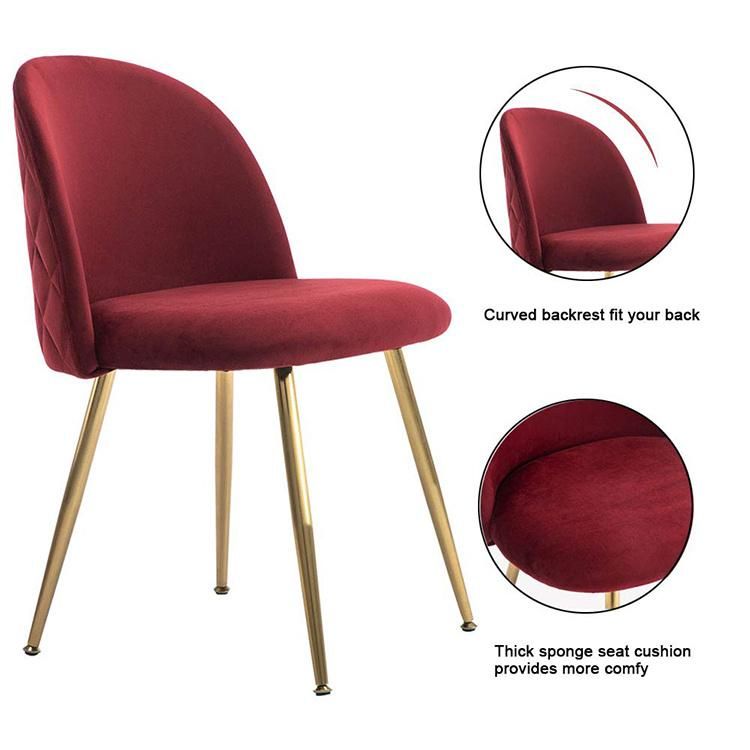 Restaurant Soft Upholstery Colorful Armchairs Metal Legs Dining Room Chair