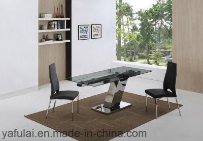 Clear Fashion Design Glass Table Stainless Steel Leg Home Furniture