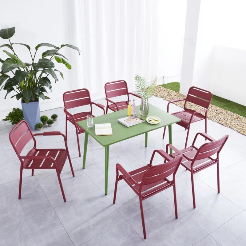 Wholesale 120X70X73mm Green modern Dining Room Furniture Metal Long Table
