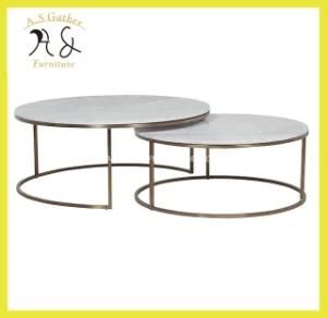 Carrara Real Marble Brass Frame Double Twin Coffee Table