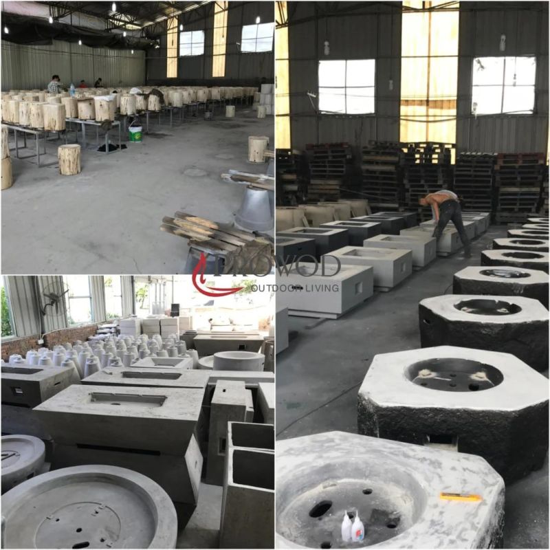 Concrete Gas Gas Firepit Set Dining Table