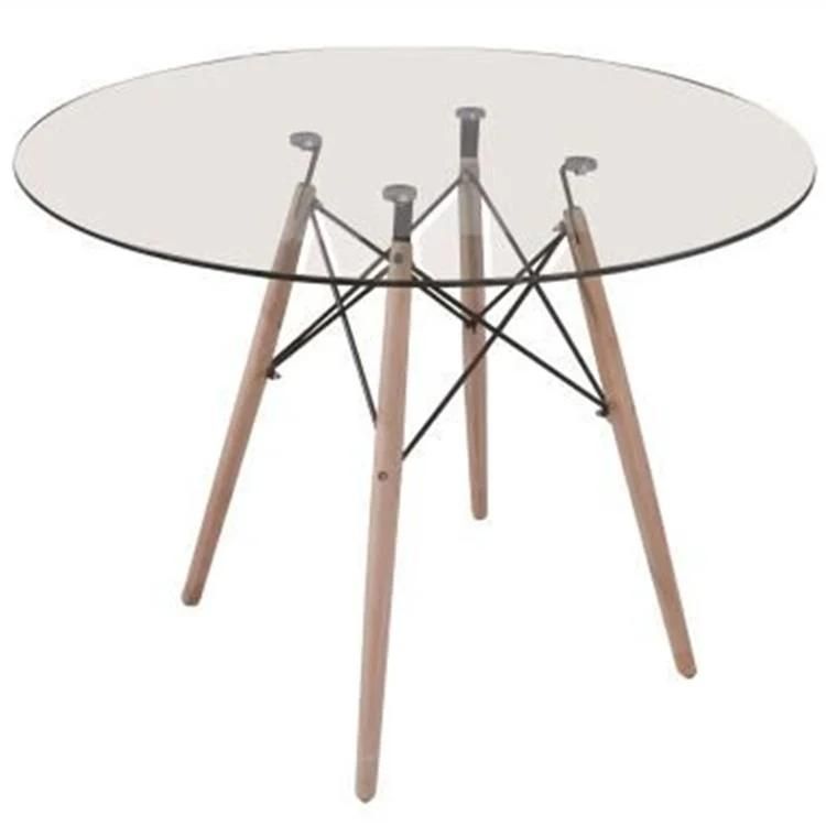 Coffee Table Glass Modern Transparent 80cm Round Tempered Glass Dinner Table Set Dining Room Furniture
