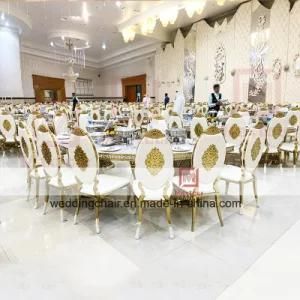 Dubai Hotel Luxurious Banquet Hall Stainless Steel Dining Table and Chair Sets