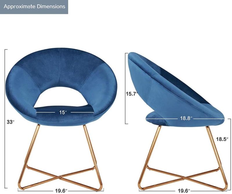 Living Room Bedroom Dining Furniture Velvet Chair with Metal Legs