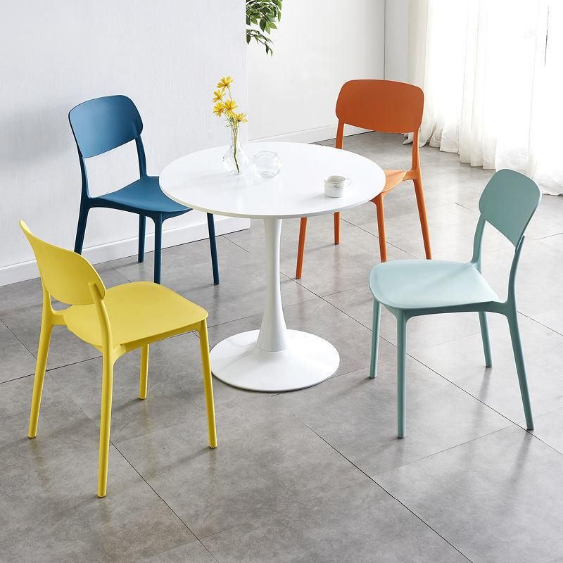 Colorful Armless High Back Beech Wood Legs Plastic Dining Chair
