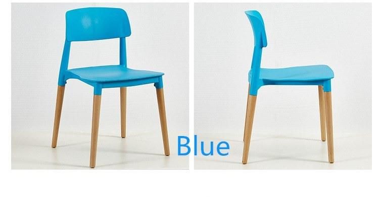 Promotion Italian Plastic Seat Beech Wood Leg Restaurant Home Furniture Dining Room Chair