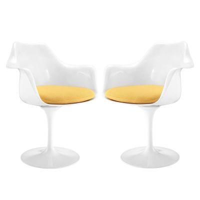 Modern Tulip Arm Design Swivel Plastic Dining Chairs with ABS Leg