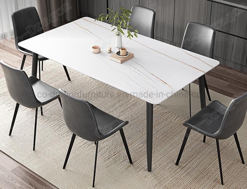 Marble Dining Table for Dining Room Luxury Furniture Steel Table