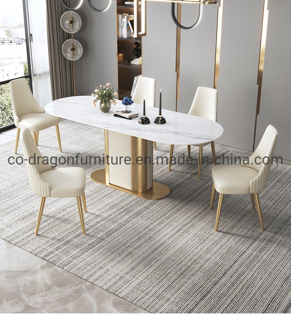 Luxury Stainless Steel Frame Leather Dining Chair for Home Furniture