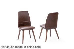 Hot Selling Brown Leather Solid Wood Dining Chair