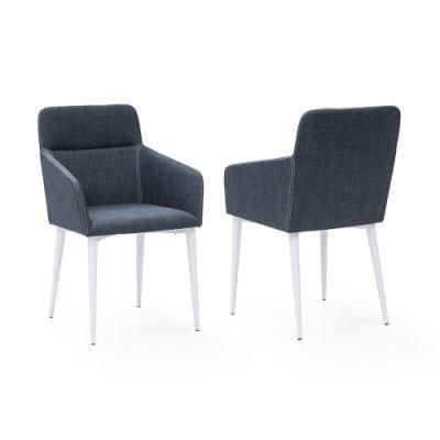 Modern Metal Armrest Dining Chair with Fabric