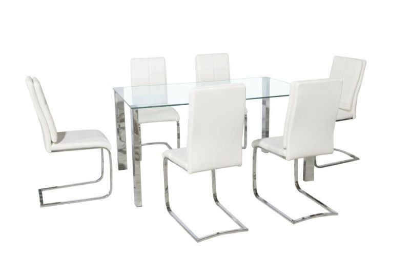 Nordic Modern High Quality Tempered Glass Dining Set Restaurant Glass Dining Table