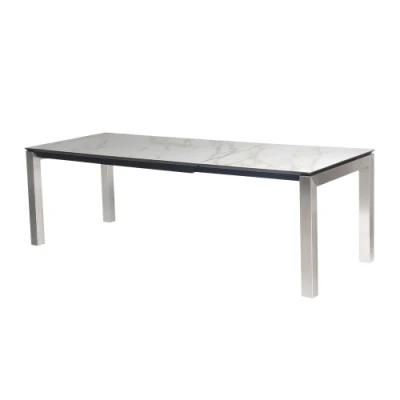 Dining Table with Tempered Glass MDF Stainless Steel Legs
