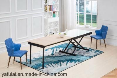Factory Furniture White Glass Top Metal Leg Dining Table