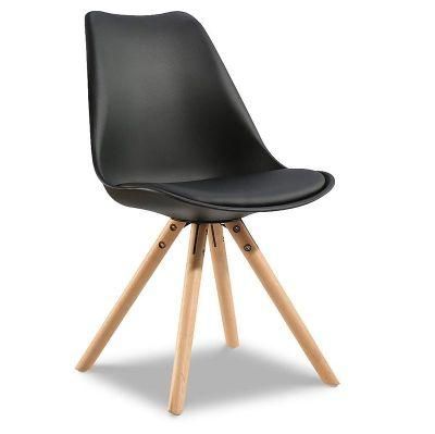 Tulip PP Plastic Dinner Kitchen Dining Chairs with Wooden Legs