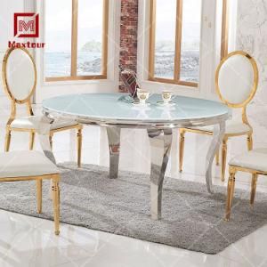 Round Stainless Steel Glass Dining Wedding Table