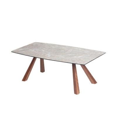 Living Room Furniture Oval Shape Side Table Solid Wood Leg Coffee Table