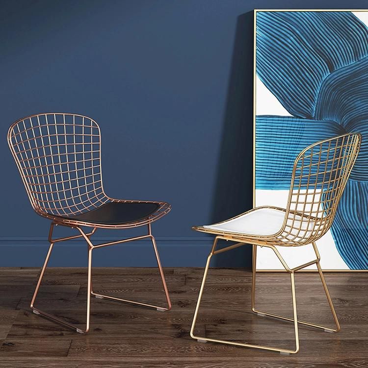 Hot French Simple Furniture Dining Chair Wire Chair Metal Design Saudi Arabia VIP Chair Golden Luxury Wedding Party Living Room Dining Room Chair