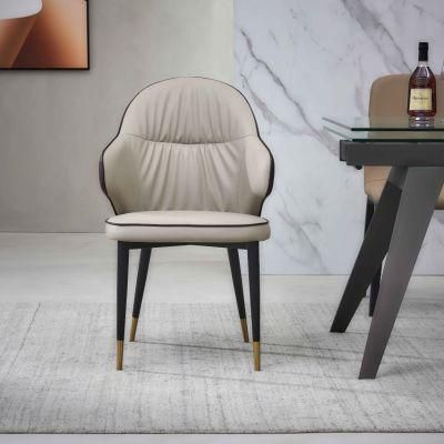Special Shape Armrest Dining Chair Gold Leg Restaurant Furniture