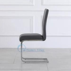 Outdoor Furniture Modern and Elegant High-Back Leather Upholstered Seat with Chrome-Plated Legs Outdoor Dining Chair