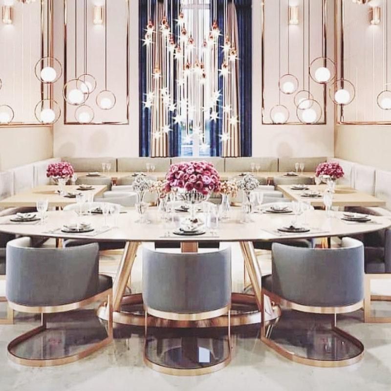 Luxury Stainless Steel Metal Tube Dining Chair for Wedding