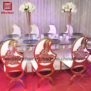 Moon Sharp Frame Golden Stainless Steel Banquet Dining Chair for Wedding Party